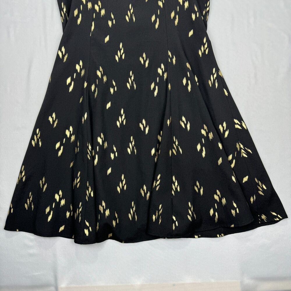 Everly Spaghetti Dress Black and Gold Size Large Racerback Knee Length Flare - Picture 4 of 16